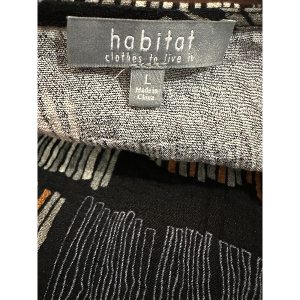 Habitat 2 Piece Set Crinkle Textured Abstract Geo Print Top & Pants Lagonlook L - Picture 13 of 16
